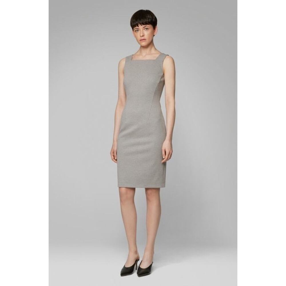 HUGO by Hugo Boss Womens sz 6 Houdstooth Zipper Sheath Dress Business Classic